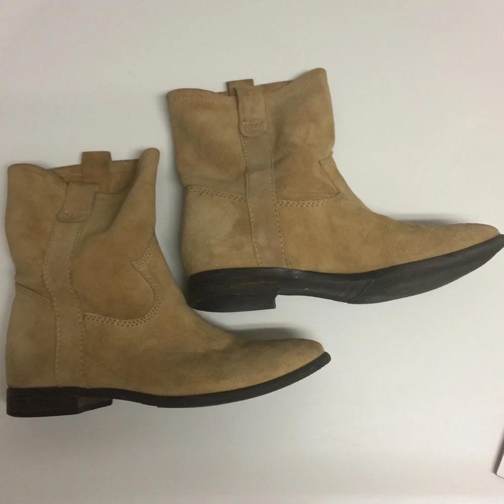 Vince Camuto Women's Tan Suede Ankle Booties Cowboy Western Boots Size 6.5